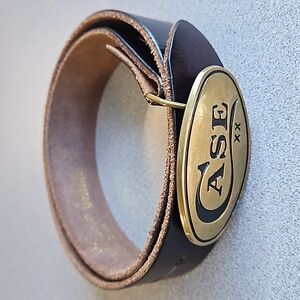 CASE Solid Brass Belt Buckle with Full Grain Leather Gelante Belt